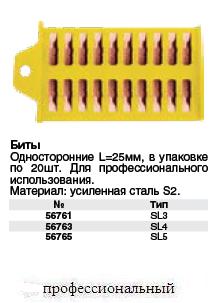 Биты (насадки на отвертку), сталь S2, Профи, Односторонние 25 мм SL 4, 20 шт. ― Централизованная система электронной  торговли ООО «ЛионСтрой»