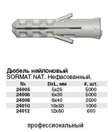 Дюбель нейлоновый NAT 5 х 25 5000шт. (нефасованные) FIT