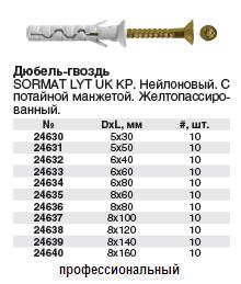 Дюбель-гвоздь нейлоновый с потайной манжетой, желтопассированный гвоздь LYT UK КP 5 х 30 10шт. FIT