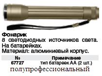 Фонарик светодиодный, алюминиевый корпус, 8 LED FIT ― Централизованная система электронной  торговли ООО «ЛионСтрой»