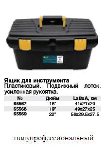 Ящик для инструмента пластиковый 19" (49 х 27 х 25 см) FIT