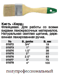 Кисть флейцевая "Хард", натуральная светлая щетина, деревянная ручка, art 3077 - 1" (25 мм) FIT