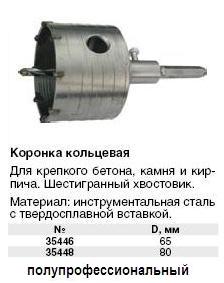 Коронки по бетону с шестигранным хвостовиком 65 мм FIT