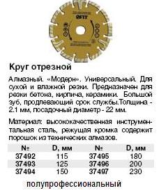 Круг отрезной алмазный "Модерн" (сухая и влажная резка), посадочный диаметр 22 мм, 230 мм FIT ― Централизованная система электронной  торговли ООО «ЛионСтрой»