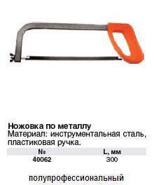 Ножовка по металлу 300 мм с пластиковой ручкой "Стандарт"