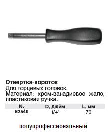 Отвертка-вороток для головок CrV 1/4" FIT