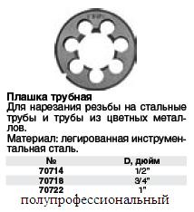 Плашка трубная 1" (внешний диаметр 65 мм) FIT