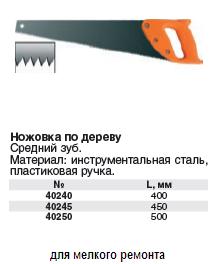 Ножовка по дереву с пластиковой ручкой 400 мм