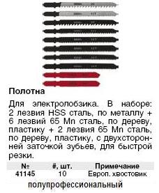 Полотна для э/лобзика в пластик.корпусе 10 шт., европ.хвостовик