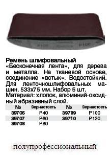 Ремень шлифовальный 75х533 мм Р 100 (бесконечная лента), водост., на тканевой основе, алюминий-оксидный, Профи, соединение "встык", 5 шт. FIT