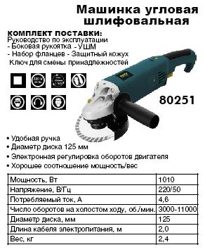 Угловая шлифмашина 1150 Вт, 125 мм, soft touch пластик, плавная регулировка оборотов. FIT