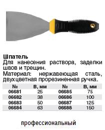 Шпатель, нерж.сталь, черно-желтая прорезин.ручка 5" FIT