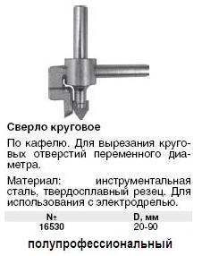 Сверло круговое по кафелю "Балеринка" 20-90 мм FIT