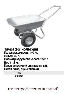 Тачка двухколесная, 75 л, грузоподъемность 140 кг FIT