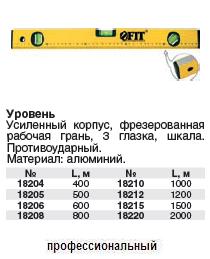 Уровень: проф.серия 96 В, "Heavy duty" корпус, шкала, желтый, фрезеров.рабочая грань, глазок с увеличительным действием 1000 мм FIT