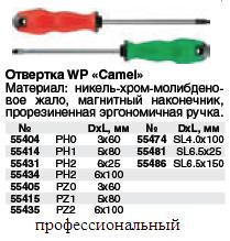 Отвертка WP "Camel" прорезиненная эргономичная ручка, CrMo сталь, магнитный наконечник, Профи "шлиц" 6.5х25 мм ― Централизованная система электронной  торговли ООО «ЛионСтрой»