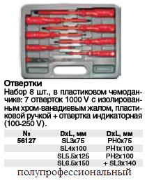 Отвертки изолированные CrV 1000 В, 7 шт.+ 1 индикаторная, в чем-ке 