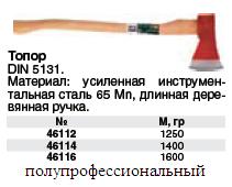 Топор DIN 5131 усиленная сталь, 1250 гр.,длинная ручка