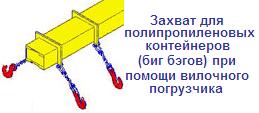 Захват для полипропиленовых контейнеров (биг бэгов) при помощи вилочного погрузчика, г/п 1,5 тонны