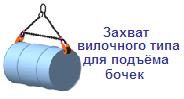 Захват вилочного типа для подъёма бочек, г/п 0,125 тонн, интервал 20 мм