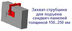 Захват-струбцина для подъёма сендвич-панелей толщиной 150..250 мм