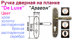 Ручка дверная на планке "Нора-М" Арагон-07812 (хром) (под фиксатор) DE LUXE