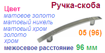 Мебельная ручка-скоба 05 (96) (золото) "Нора-М", 09061