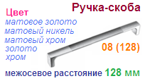 Мебельная ручка-скоба 08 (128) (хром) "Нора-М", 09092