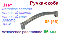 Мебельная ручка-скоба 09 (96) (золото) "Нора-М", 09104