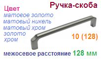 Мебельная ручка-скоба 10 (128) (хром) "Нора-М", 09072