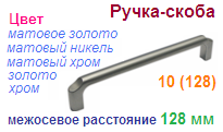 Мебельная ручка-скоба 10 (128) (матовое золото) "Нора-М", 09073 ― Централизованная система электронной  торговли ООО «ЛионСтрой»