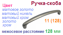 Мебельная ручка-скоба 11 (128) (хром) "Нора-М", 09082