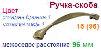 Мебельная ручка-скоба 16 (96) (старая бронза1) "Нора-М", 09100