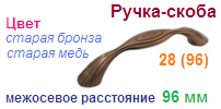 Мебельная ручка-скоба 28 (96) (старая бронза) "Нора-М", 09044