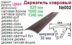 Держатель ковровый №002, 1300х30 мм (золото) "Нора-М", 08457 ― Централизованная система электронной  торговли ООО «ЛионСтрой»