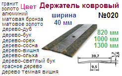 Держатель ковровый №020 (широкий) 720 мм (золото) "Нора-М", 01643 ― Централизованная система электронной  торговли ООО «ЛионСтрой»