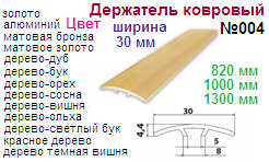 Держатель ковровый №004, 1300х30 мм (№7 дерево-св.бук) "Нора-М", 07005 ― Централизованная система электронной  торговли ООО «ЛионСтрой»