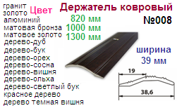 Держатель ковровый №008, 1000х39 мм (№4 дерево-бук) "Нора-М", 06276 ― Централизованная система электронной  торговли ООО «ЛионСтрой»