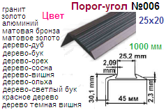 Порог-угол №006-06253, 1000 мм (46х27) (матовая бронза) "Нора-М" (на дверь) ― Централизованная система электронной  торговли ООО «ЛионСтрой»