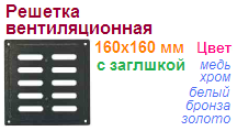 Решетка вентиляционная 160х160 мм (хром) с заглушкой "Нора-М", 07009