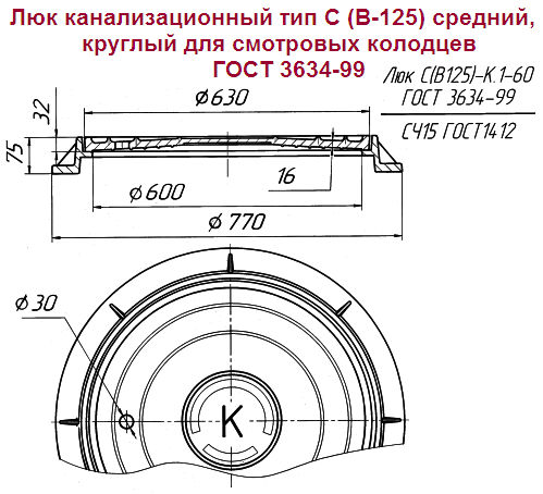 Люк колодца dwg чертеж