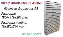 Шкаф абонентский АШ(60), (1850*975*260/75*285*240) металлический