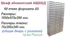 Шкаф абонентский АШ(60)Д, (1850*975*260/75*285*240) металлический