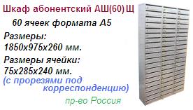 Шкаф абонентский АШ(60)Щ, (1850*975*260/75*285*240) металлический