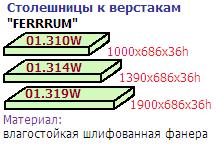 Столешница-01.319W, (1900х686х36h) из влагостойкой, шлифованной фанеры для 2-тумбового верстака "Ferrum"