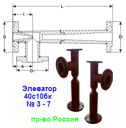 Чертеж сопла элеватора с размерами