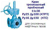 Кран 11с3б Ру25 Ду100 трехходовой пробковый (КТРП) с ручным приводом