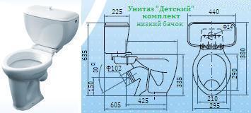 Унитаз детский тарельчатый "Универсал" с низким бачком